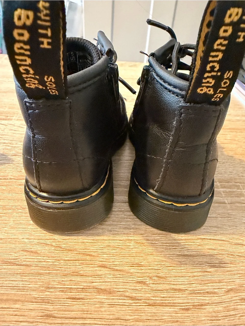 Dr. Martens Black Leather Lace Up Side Zipper Boots Toddler Size 5